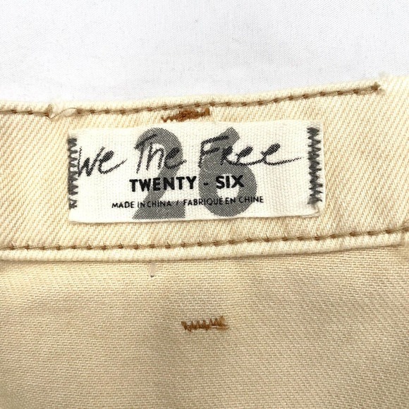 Free People We The Free Women's Destroyed Denim Wrap Skirt Cream Beige Size US26 - Picture 6 of 10